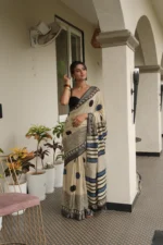 Beige Polka saree - Image 2