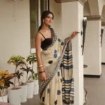 Beige Polka saree