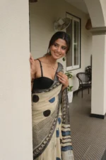 Beige Polka saree - Image 4