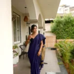 Khadi pure cotton navy-blue saree