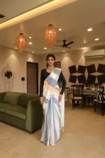 Striped lady boss Pure khadi saree - Image 2