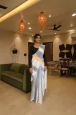 Striped lady boss Pure khadi saree - Image 3