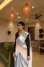 Striped lady boss Pure khadi saree - Image 4