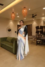 Striped lady boss Pure khadi saree - Image 5