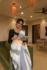 Striped lady boss Pure khadi saree - Image 8